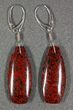 Ruby Red, Agatized Dinosaur Bone (Gembone) Earrings #54096-1